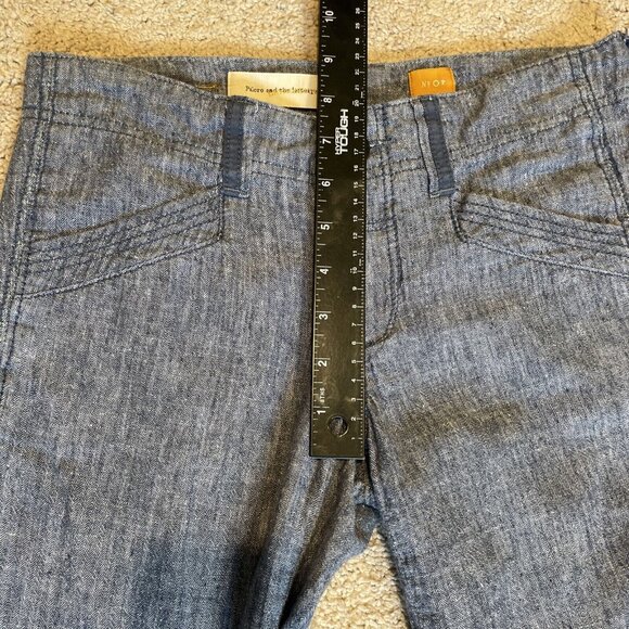 PILCRO AND THE LETTERPRESS Linen Blend Wide Leg Pants Women's 0P Heather Blue - Picture 9 of 14